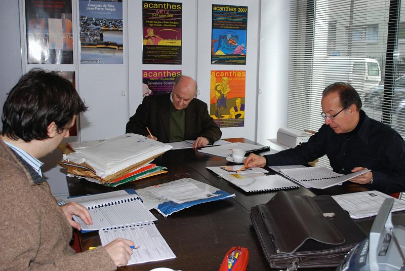 DSC_0070.1.JPG - Réunion pour les sélection des stagiaires 2009, dans nos bureau avec Bruno Mantovani, Ivan Fedele et Higues Dufourt
